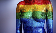 Woman Body in Colored Glitter Presentation Template