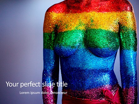 Woman Body in Colored Glitter Presentation Template, Master Slide