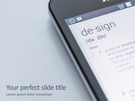 Dictionary Definition of Word 'design' on Smartphone Screen Presentation Template, Master Slide