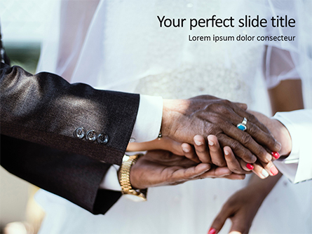 Closeup Photo of Hands on Wedding Ceremony Presentation Template, Master Slide