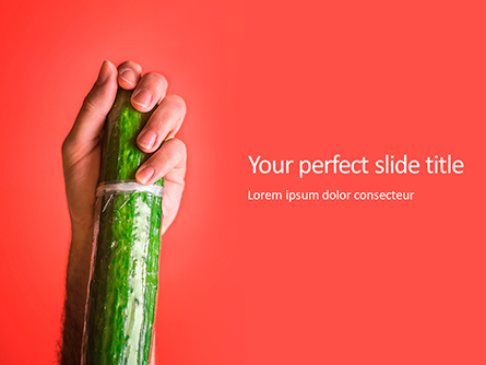 Cucumber in a Man Hand Presentation Template, Master Slide