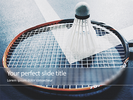 Close-up Badminton Racket and Shuttlecock Presentation Template, Master Slide