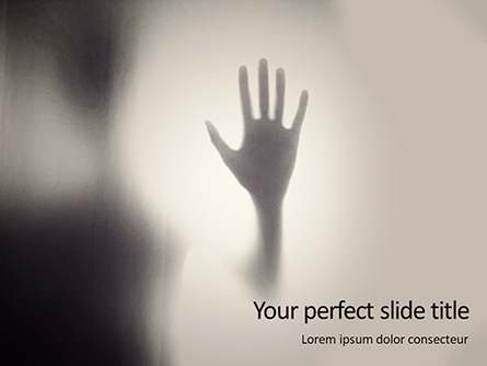 Horror Hand Behind the Matte Glass in Black and White Colors Presentation Presentation Template, Master Slide