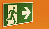 Emergency Exit Sign on Orange Background Presentation Presentation Template