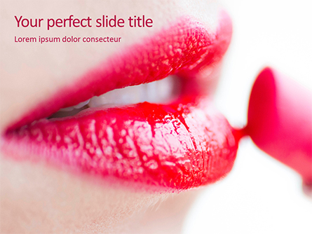 Closeup of Beautiful Woman Lips with Red Lipstick Presentation Presentation Template, Master Slide