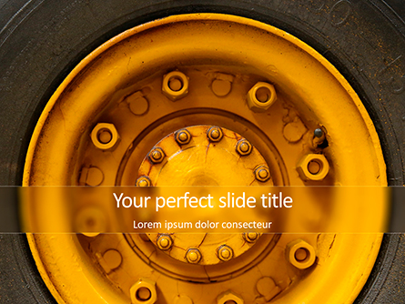 Closeup Photo of Yellow Vehicle Wheel with Tire Presentation Presentation Template, Master Slide