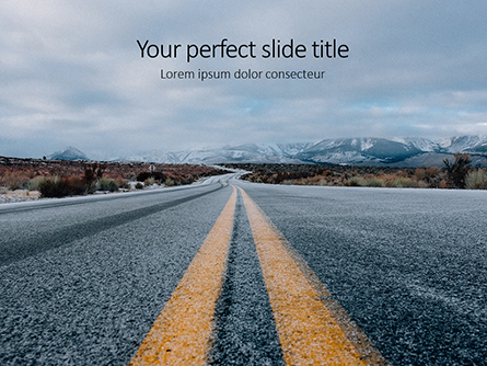 Low View of Road Leading Into Mountains Presentation Presentation Template, Master Slide