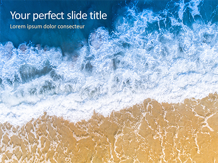 Aerial View of Sandy Beach and Ocean with Waves Presentation Presentation Template, Master Slide