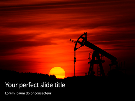 Oilfield Silhouette on Sunset Presentation Presentation Template, Master Slide