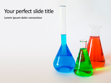Three Assorted-Color Liquid-Filled Laboratory Apparatuses Presentation Presentation Template, Master Slide