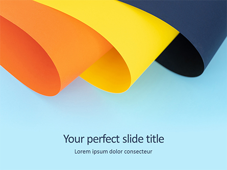 Three Colored Cambered Paper Sheets Presentation Presentation Template, Master Slide