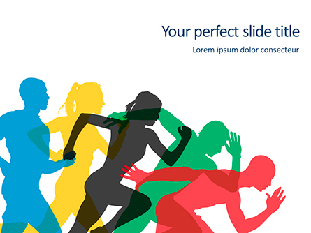 Colorful Silhouettes of Running Men and Women Presentation Presentation Template, Master Slide