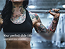 Tattooed Girl Holds Barbell on Her Shoulders Presentation slide 1