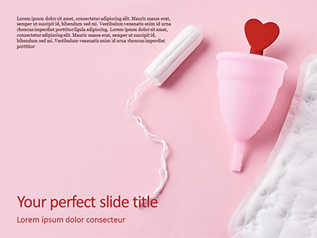 Sanitary Pad Menstrual Cup Tampon and Red Heart Presentation Presentation Template, Master Slide