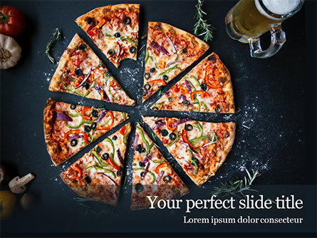 Pizza on Black Table with Ingredients Presentation Presentation Template, Master Slide