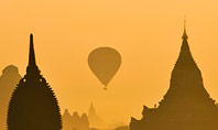 Hot Air Balloons over Ancient Pagoda in Bagan Presentation Presentation Template
