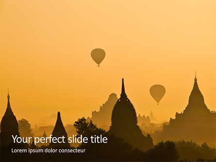 Hot Air Balloons over Ancient Pagoda in Bagan Presentation Presentation Template, Master Slide