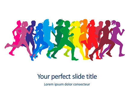 Colored Silhouettes of Running People Presentation Presentation Template, Master Slide
