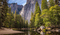 River Beneath Yosemite Cliffs Presentation Presentation Template