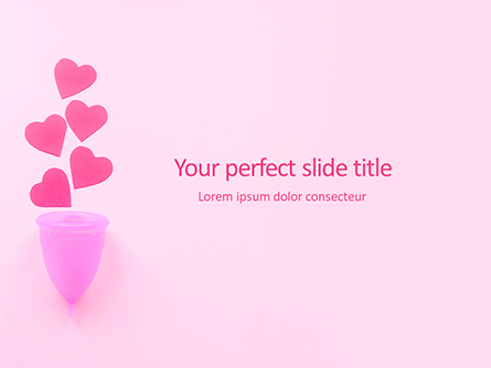 Menstrual Cup with Hearts on Pink Background Presentation Presentation Template, Master Slide