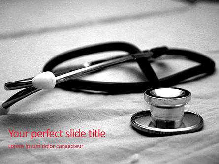 Medical Stethoscope on Hospital Bed Presentation Presentation Template, Master Slide