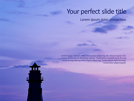 Lighthouse Silhouette Against Purple Sky Presentation Presentation Template, Master Slide