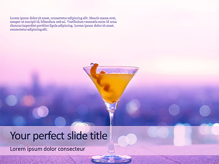 Martini Glass Against Blurred Cityscape Presentation Presentation Template, Master Slide
