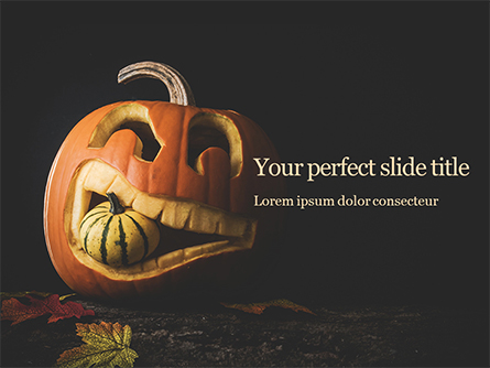 Halloween Carved Pumpkin in Darkness Presentation Presentation Template, Master Slide