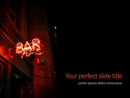 Neon Bar Sign Presentation Presentation Template, Master Slide