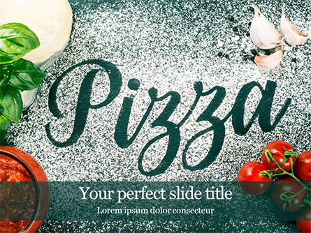 Pizza-Sign with Flour Tomato-Sauce Garlic and Mozzarella Presentation Presentation Template, Master Slide