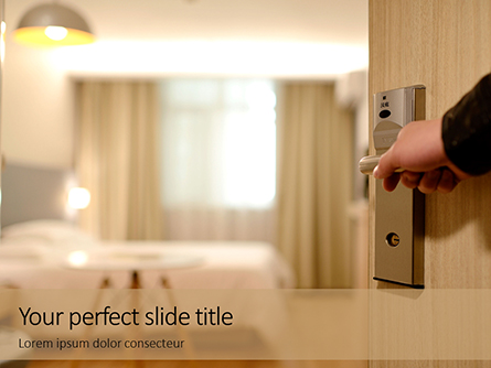 A Person Hand Opening Hotel Room Presentation Presentation Template, Master Slide