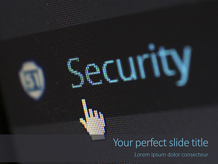 Security Word on Monitor Closeup Presentation Presentation Template, Master Slide