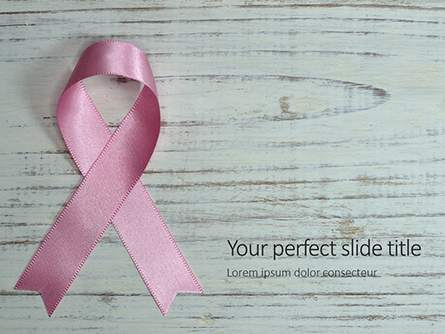 Breast Cancer Pink Ribbon on Wooden Background Presentation Presentation Template, Master Slide