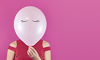 Woman with Pink balloon Instead of Her Face Presentation Presentation Template