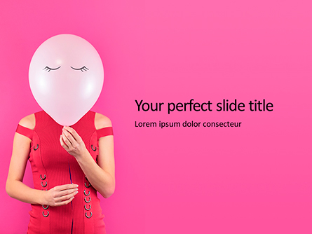 Woman with Pink balloon Instead of Her Face Presentation Presentation Template, Master Slide