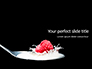 Raspberry and Milk Splashing on Spoon on Black Background Presentation slide 1