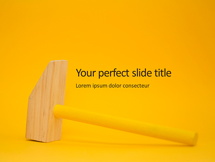Wooden Mallet Hammer on Yellow Background Presentation Presentation Template, Master Slide