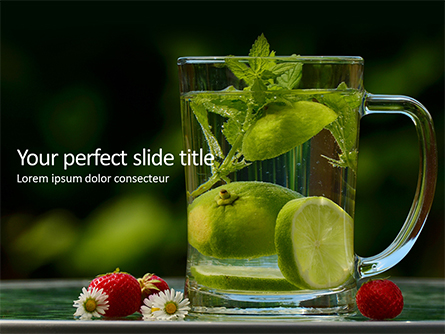 Mint and Lime in Glass Jug of Water Presentation Presentation Template, Master Slide