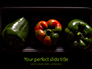 Three Stuffed Bell Peppers on Black Plate Presentation slide 1