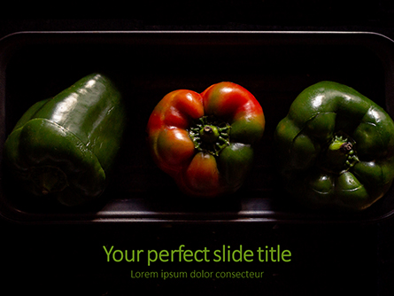 Three Stuffed Bell Peppers on Black Plate Presentation Presentation Template, Master Slide