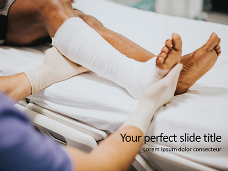 Doctor Bandaging Foot of Female Patient Presentation Presentation Template, Master Slide