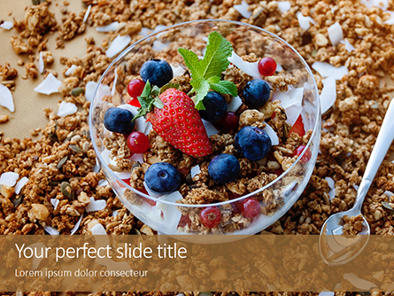 Bowl of Homemade Granola with Yogurt and Fresh Berries Presentation Presentation Template, Master Slide