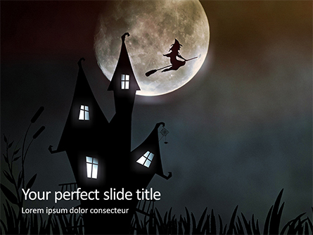 Scary Background with Flying Witch on the Full Moon Presentation Presentation Template, Master Slide