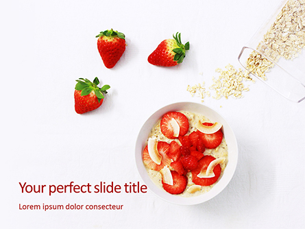 Breakfast Cereal Dish with Strawberries Presentation Presentation Template, Master Slide