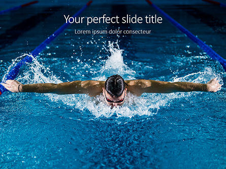 Muscular Young Man in Swimming Pool Presentation Presentation Template, Master Slide