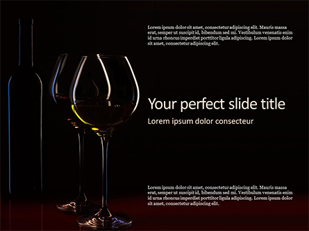 Wine Glasses and Bottle in the Dark Presentation Presentation Template, Master Slide