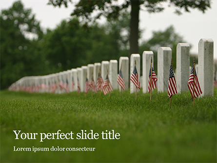 Arlington National Cemetery with Flag Next to Each Headstone During Memorial Day Presentation Presentation Template, Master Slide