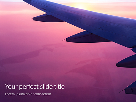 Airplane Wing with Sunrise in Light Flare Presentation Presentation Template, Master Slide