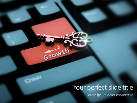 Keyboard with Key and Growth Word Presentation Presentation Template, Master Slide