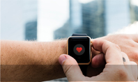 Close up of Hands with Heart Icon on Smartwatch Presentation Presentation Template